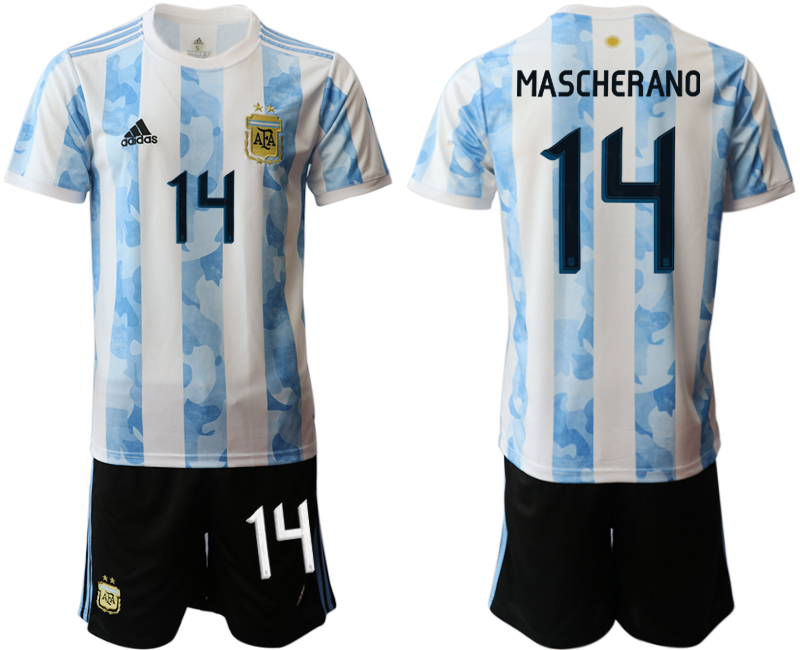 Men 2020-2021 Season National team Argentina home white #14 Soccer Jersey->argentina jersey->Soccer Country Jersey